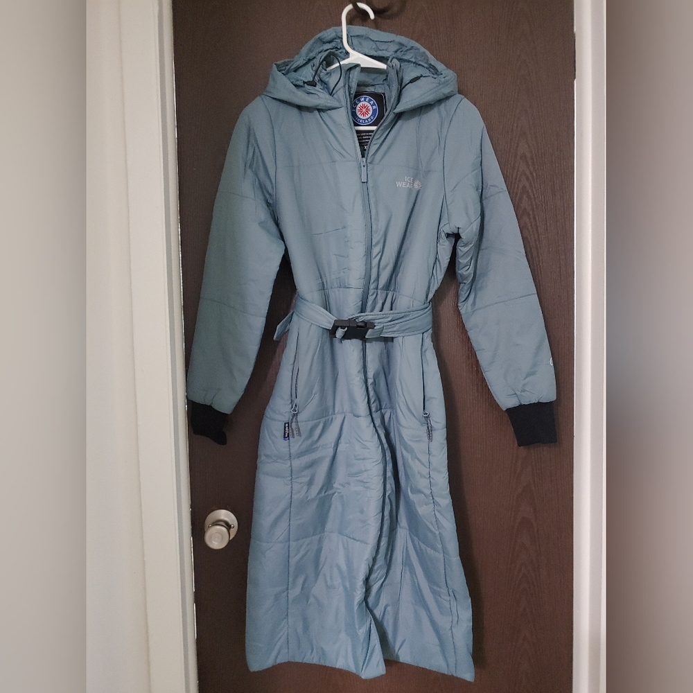 Icewear wool insulated dusty blue long coat